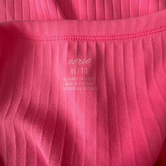 Women's XL Aerie Neon Pink Open Back Summer Dress Wide Ribbed - Picture 6 of 8